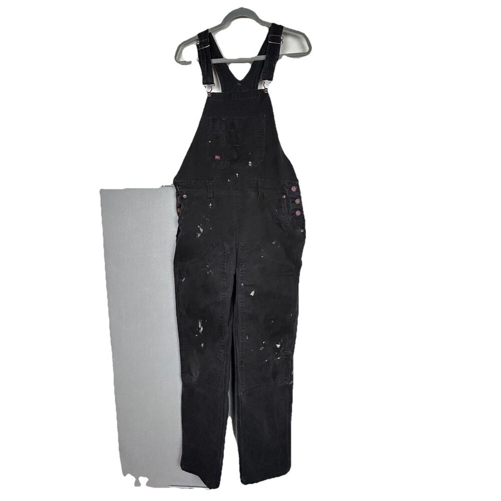 Dickies Dungarees Womens Sz L Utility Black Bib Overalls Workwear Carpenter Lady